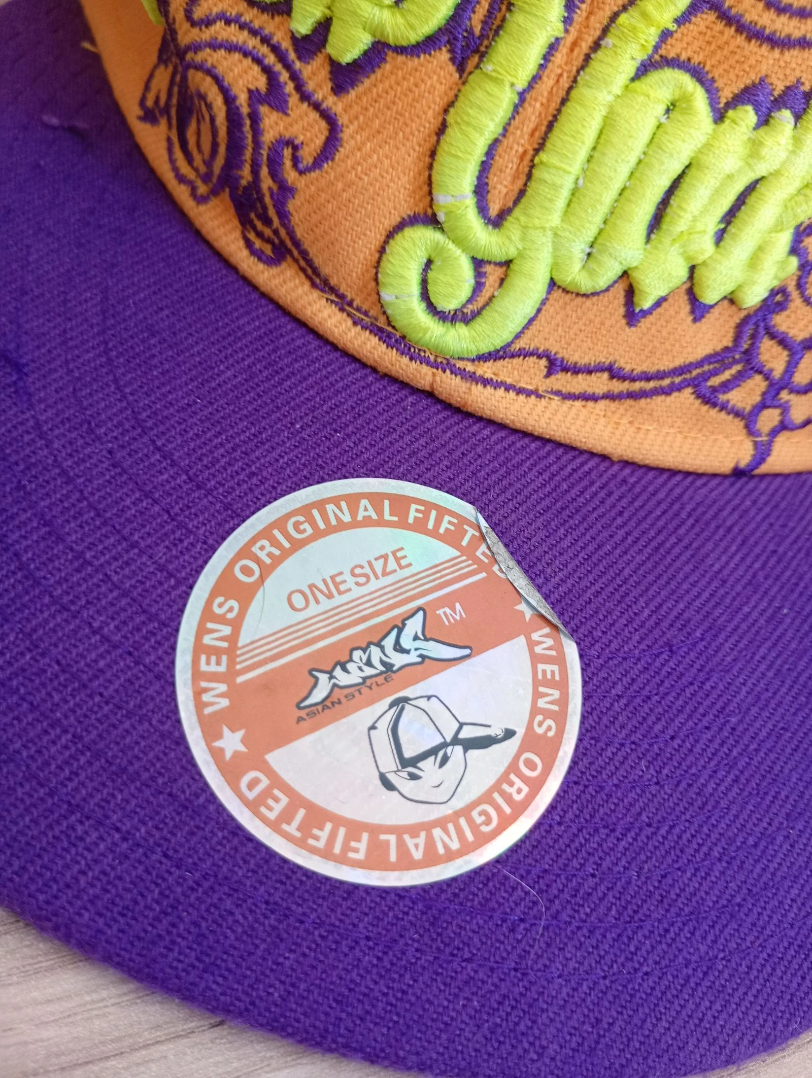 Vintage jaren 90 snapback pet verstelbaar oranje en paars – photo 4
